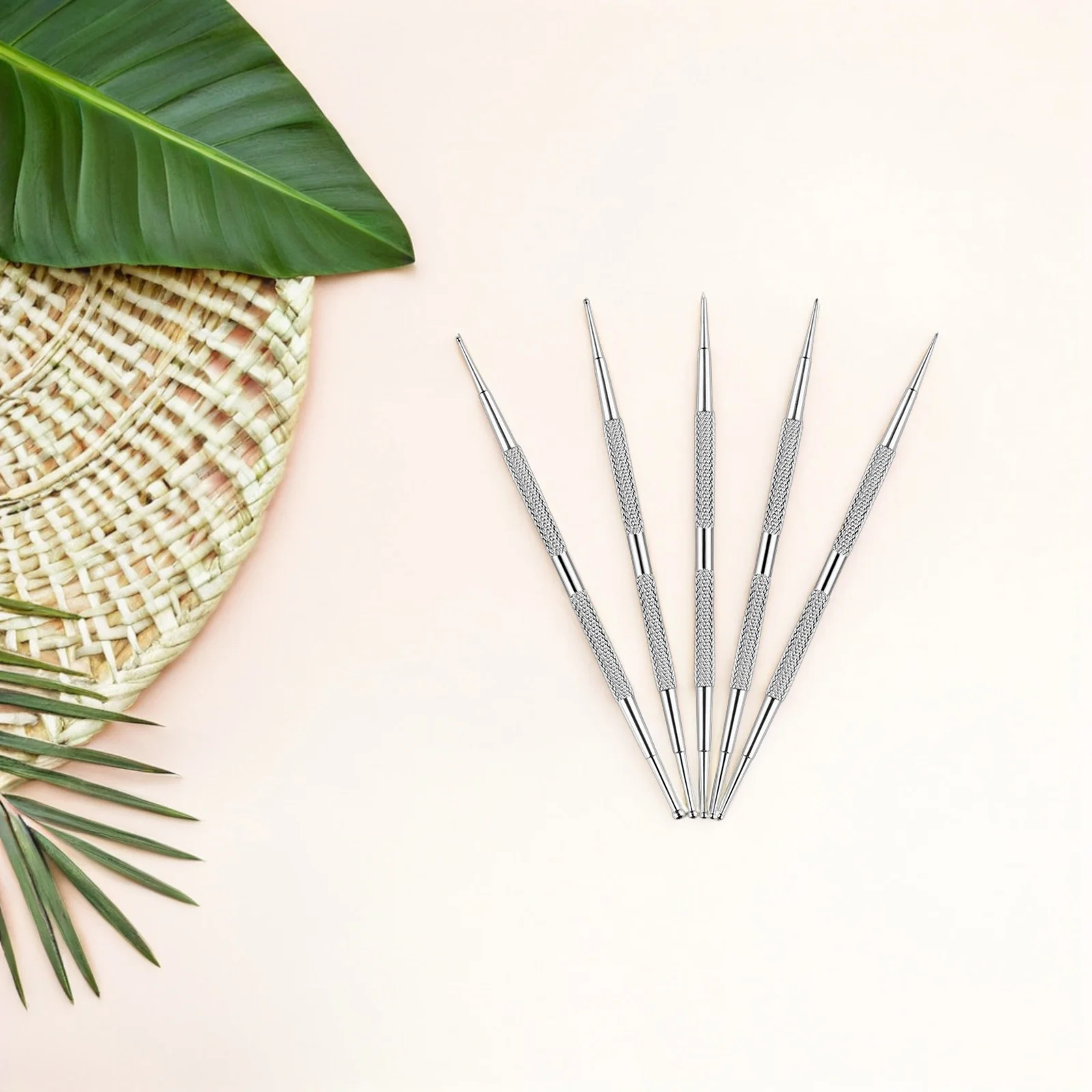 Stylo à points pour ongles, outils en acier inoxydable, stylos de manucure à double pointe pour peinture à points, conception de gaufrage, Application de strass, 5 pièces