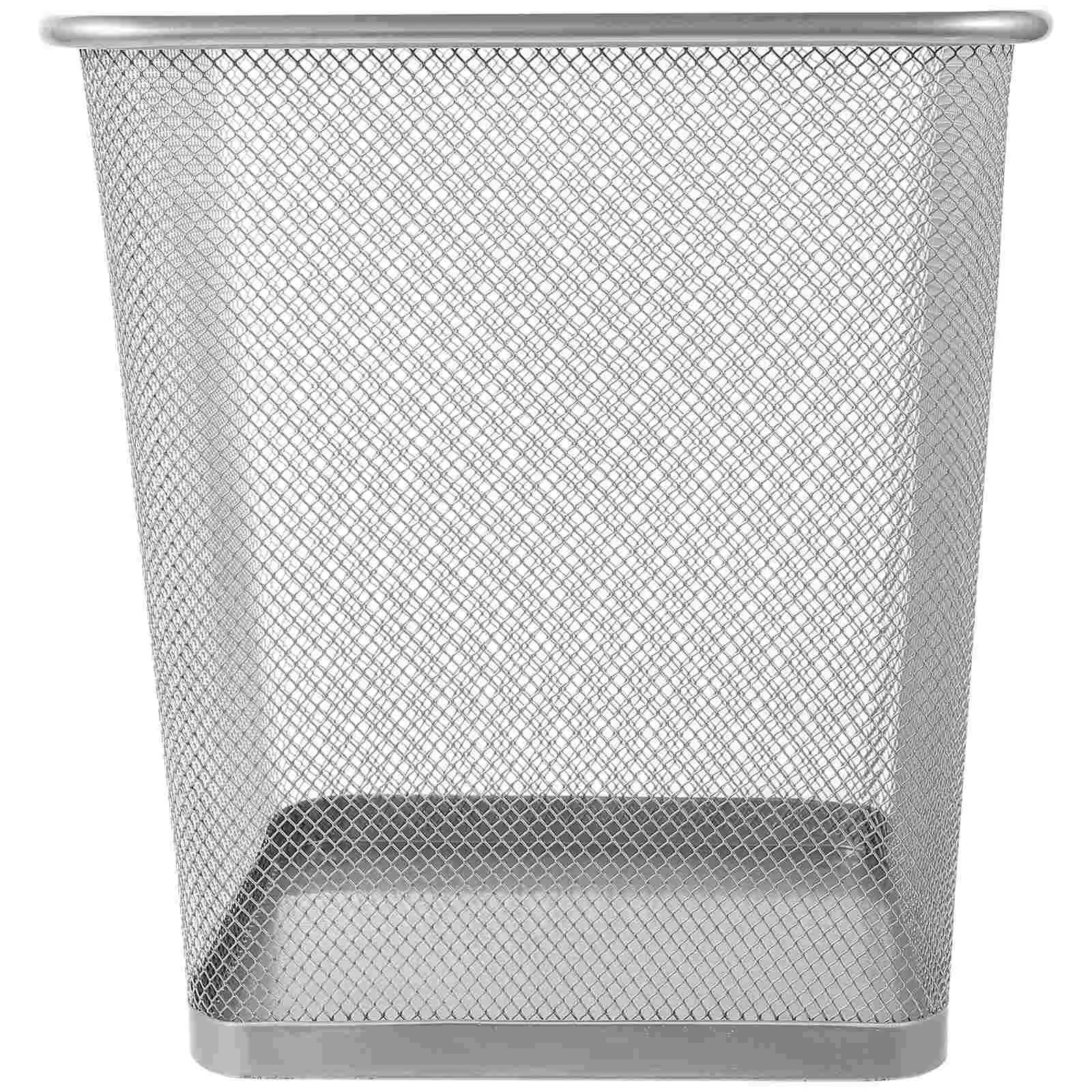 Garbage Can Waste Basket for Bathroom Tinsel Recycle Bin Kitchen Dorm Trash Metal Mesh Wastebasket Iron Office with Lid