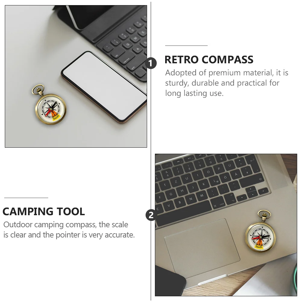

1pc Portable Compass For Camping Hiking Outdoor Pocket Mini Retro Vintage Compass Tool Durable Accurate Scale Compact Travel