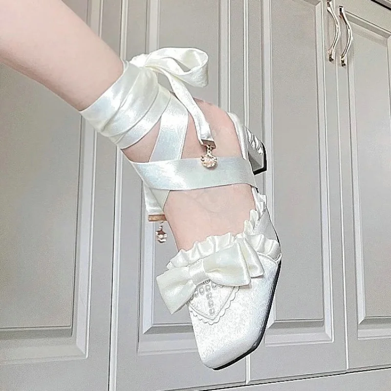 French Fairy Lace-Up Single Shoe Ballet Thick With Lolita Design Sense Of Minority Evening Gentle Evening Wind Pumps image 3