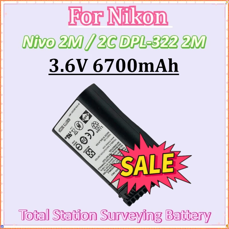 

For Nikon Nivo 2M / 2C DPL-322 2M Total Station Surveying Rechargeable Battery New 67201-01-SPN 3.6V 6700mAh