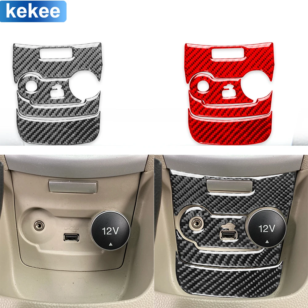 

For Ford Fiesta 2011-2019 Center Console USB AUX Port Panel Cover Real Carbon Fiber Sticker Car Interior Moulding Accessories