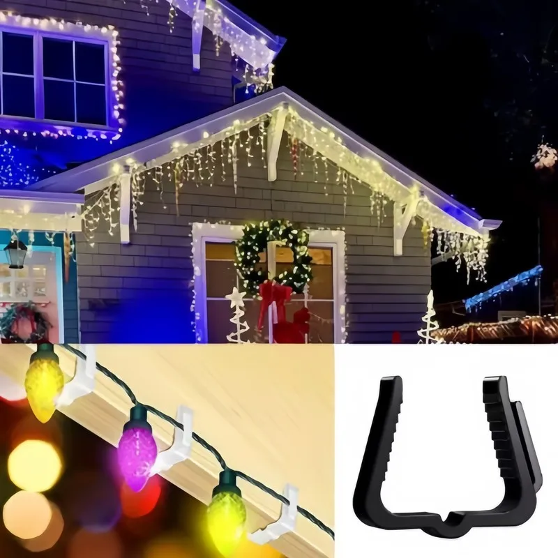 Pack of 3 Black String Light Clips, Sturdy Hold for Christmas String Lights, Party and Yard Decorations