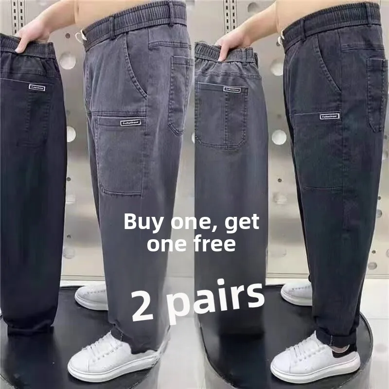 Pantalones de trabajo de mezclilla de verano para hombre, talla grande, resistentes al desgaste, holgados, para soldadura, protección laboral, talla grande, ropa de trabajo recta