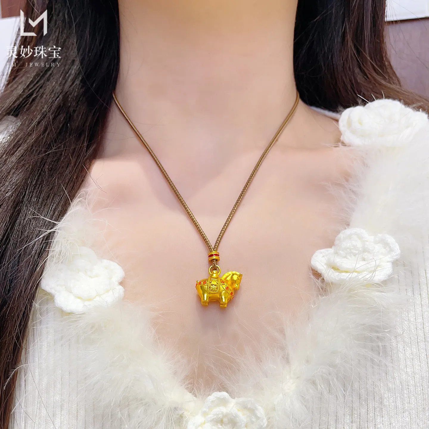 AU999 Enamel Color Horse Pendant Women's 24K Gold - Value-preserving pure gold pendant, a premium accessory for success
