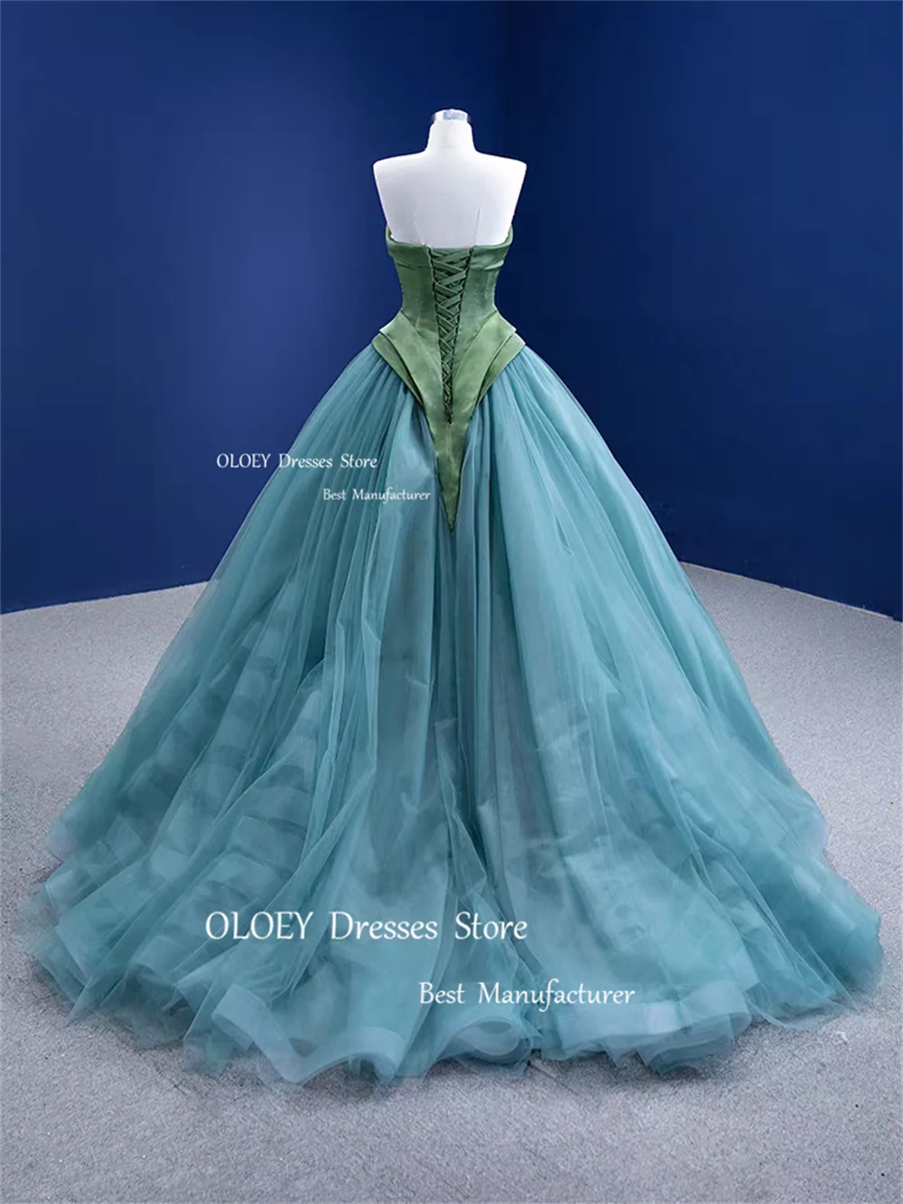 OLOEY Classic Green 15 17 abito Quinceanera abito da sposa splendido Tulle setoso perline abito da ballo compleanno abiti da festa personalizzati