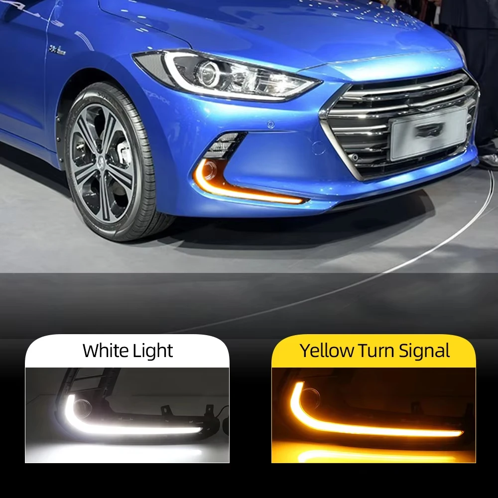 

TOYO 2Pcs LED DRL Daytime running light daylight driving for Hyundai Elantra 2016 2017 2018 fog lamp frame Fog light