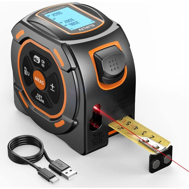 

Laser Tape Measure 197Ft Laser Measurement & 16Ft Manual Measuring Digital Tape Measure Support to Pythagorean Mode, Area