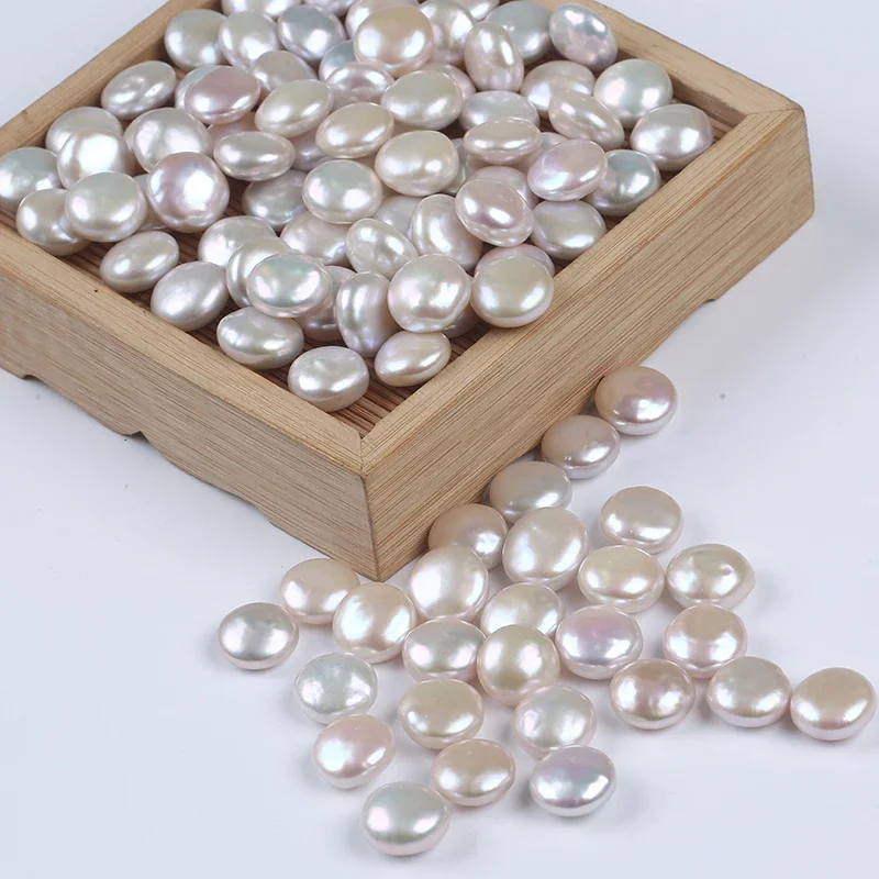 High Quality Good Luster White 13-14mm Pearl Coin Shape Loose Pearl Bead