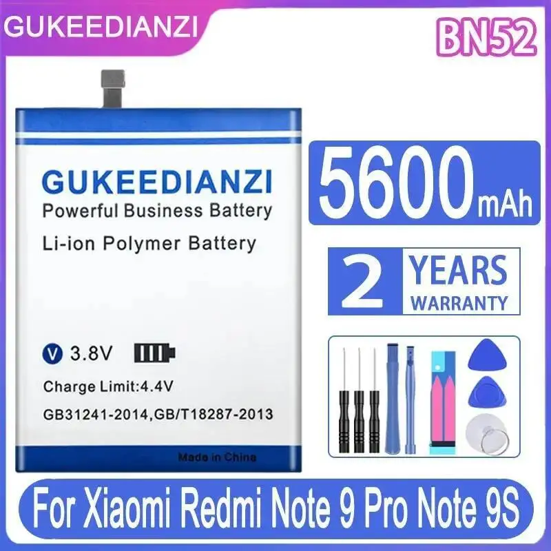 

Для Xiaomi Redmi Note 9 Pro 9Pro BN52 Легкий сменный аккумулятор премиум-класса 5600 мАч для мобильного телефона