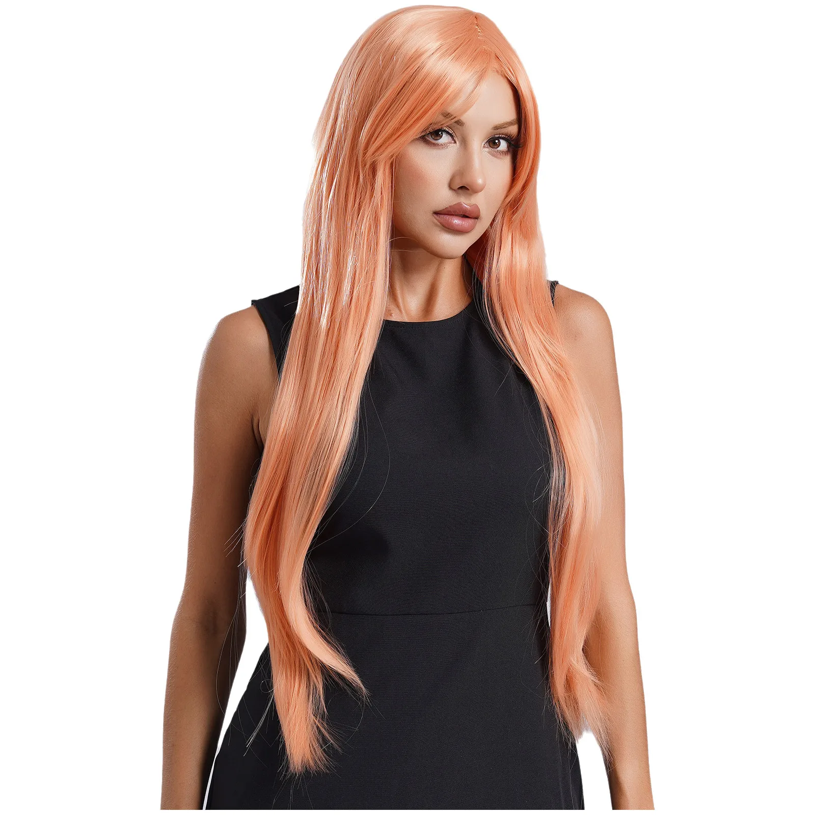 Women Long Synthetic Wig Straight Hair Wig Reusable Anime Wig Halloween Cosplay Party Photography Stage Performance 32 Inches