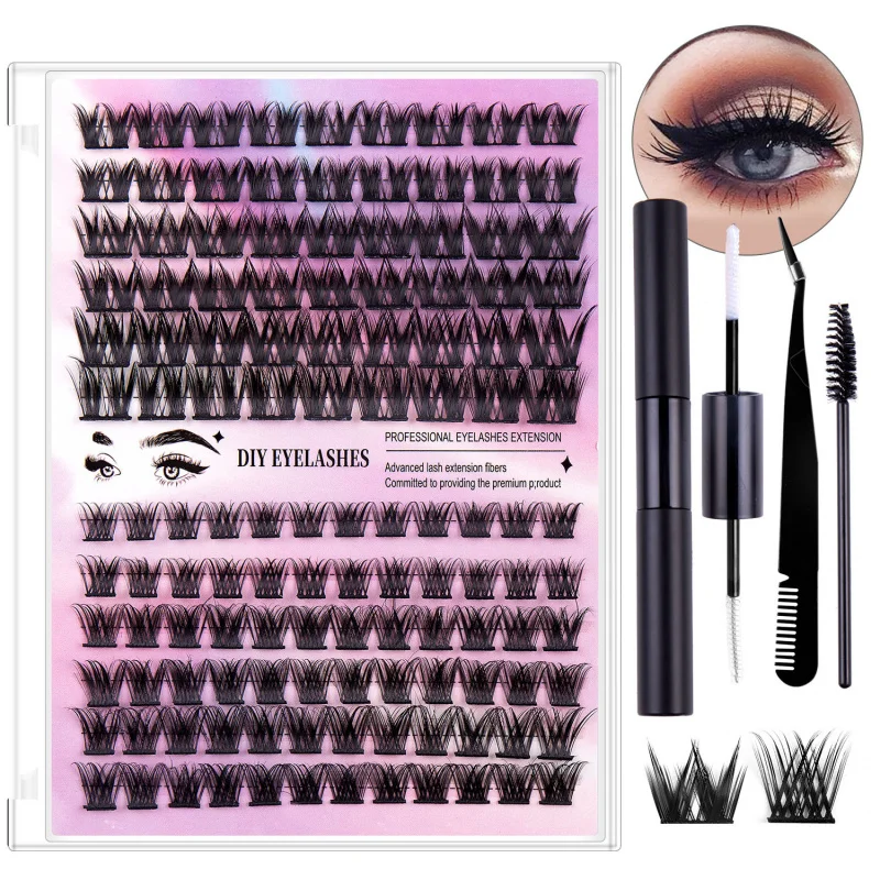 

126 Cluster Lashes 10-14mm 3D Natural Look Wispy False Lashes Mix Lash Clusters with Lash Bond and Seal and Lashes Extension Kit