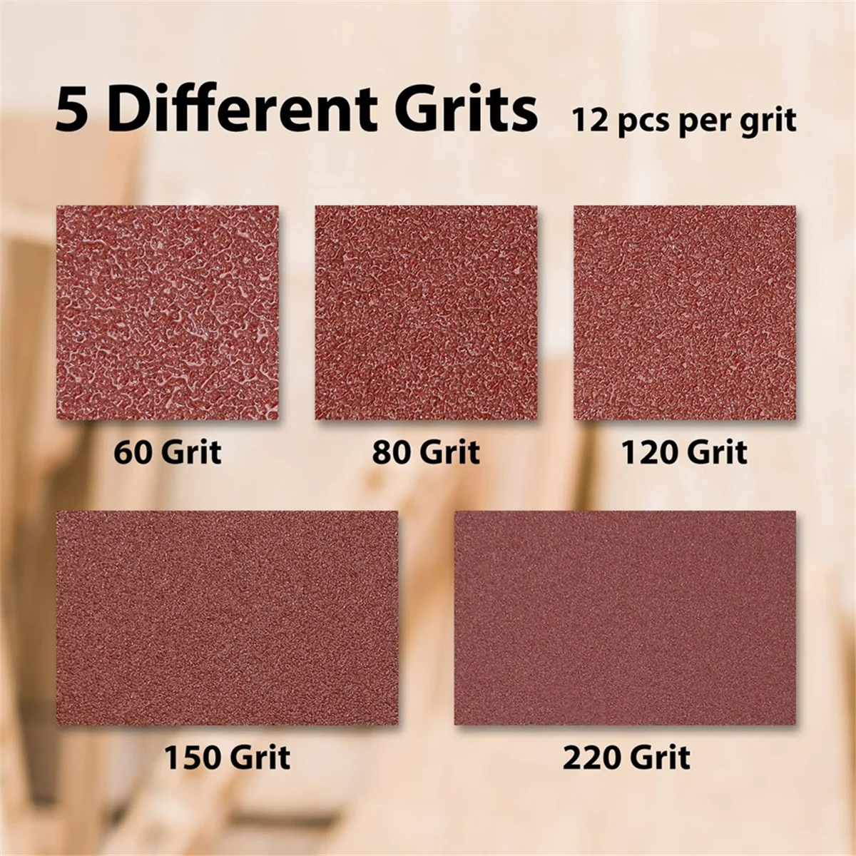 

ABNJ Mouse Sanding Pads 60 Pack,Mouse Sander Sandpaper Assortment, 12 Hole Hook and Loop Detail Sander Pads