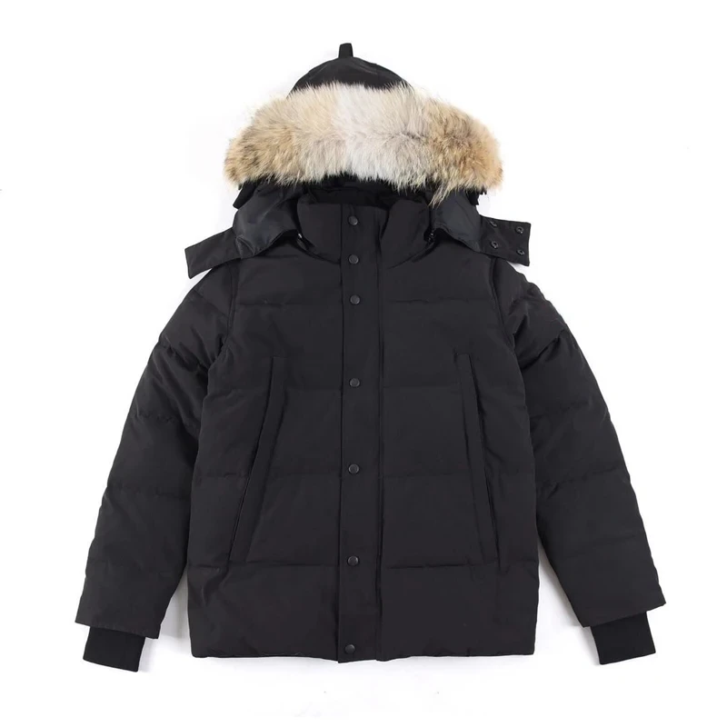 Chaqueta de plumón clásica gruesa y cálida para hombre, abrigos de invierno con capucha de piel informal a prueba de viento, Parkas impermeables acolchadas de algodón para nieve para mujer