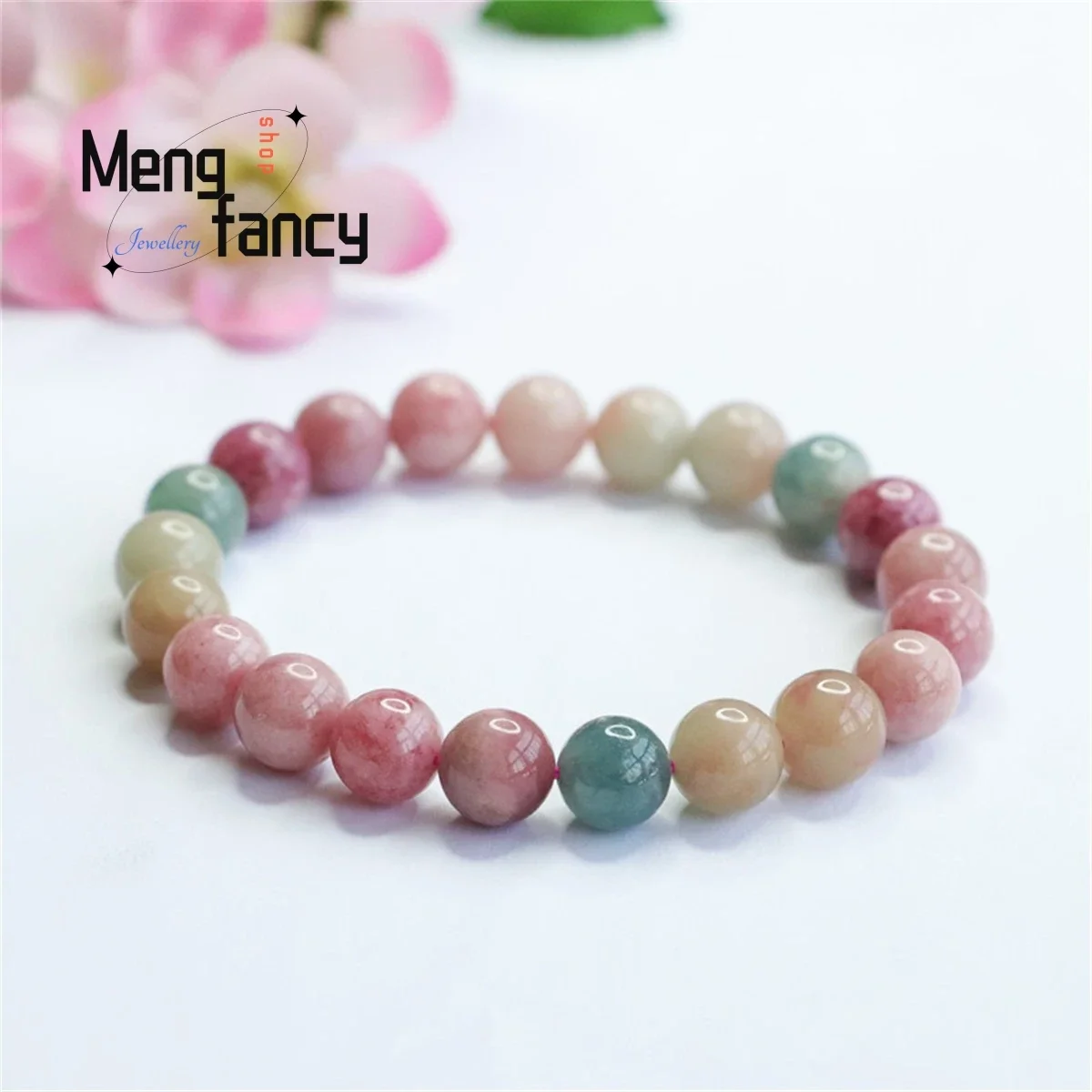 

Natural Tourmaline Rainbow Gradient Color Full Flesh Crystal Multi-color Beads Bracelet Simple Personality Retro Fashion Women