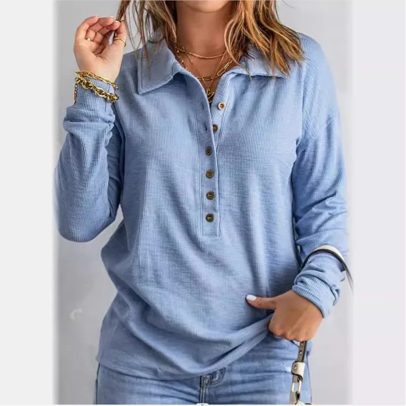 Casual reversknoopversiering losse effen kleur top met lange mouwen voor dames in de lente en herfst, comfortabele en veelzijdige top