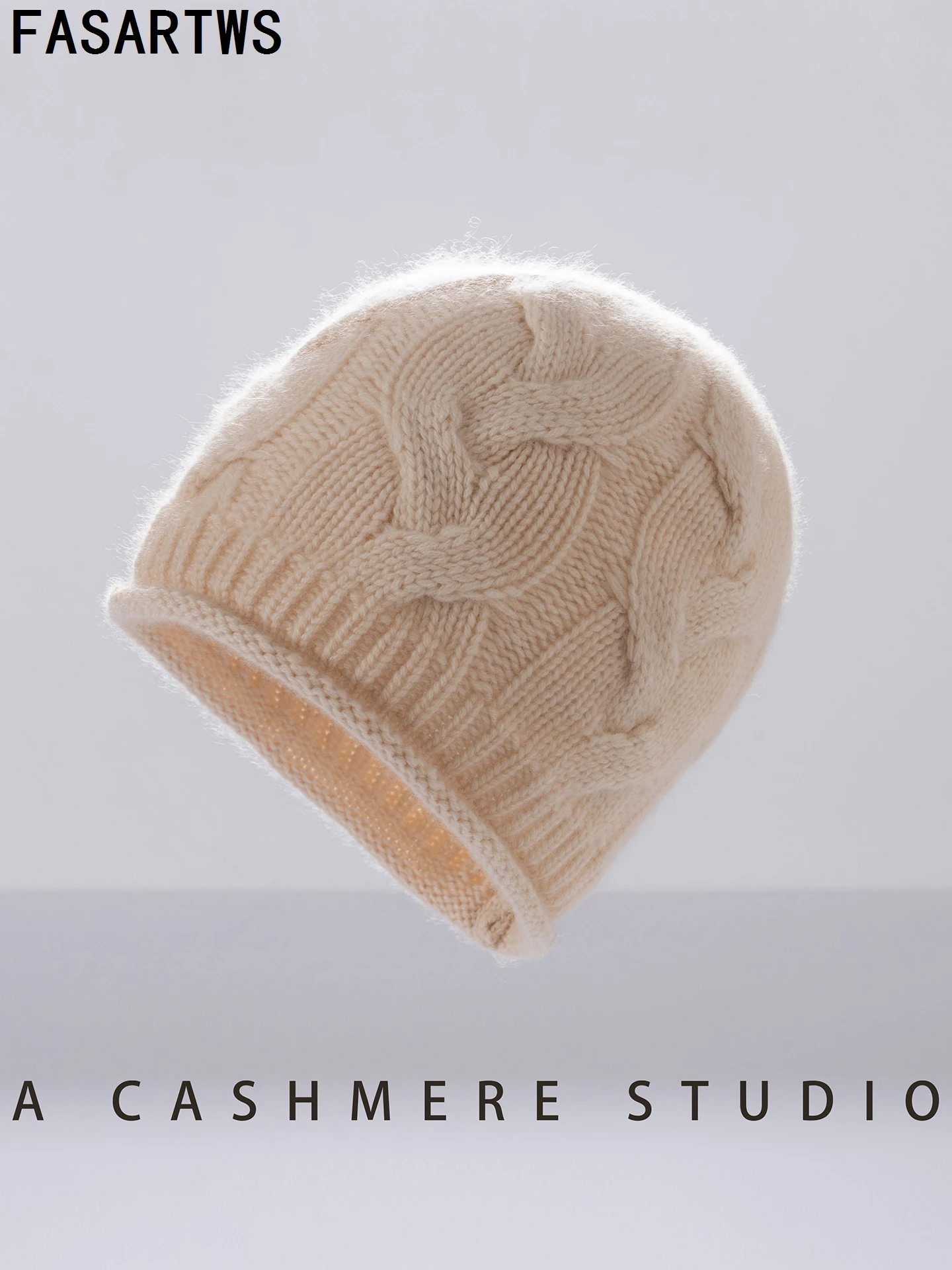 FASARTWS New High-Quality 100% Cashmere New Winter Hats Women's Thick Warm Beanie Jacquard Hat Winter Fashion Casual Soft Hats