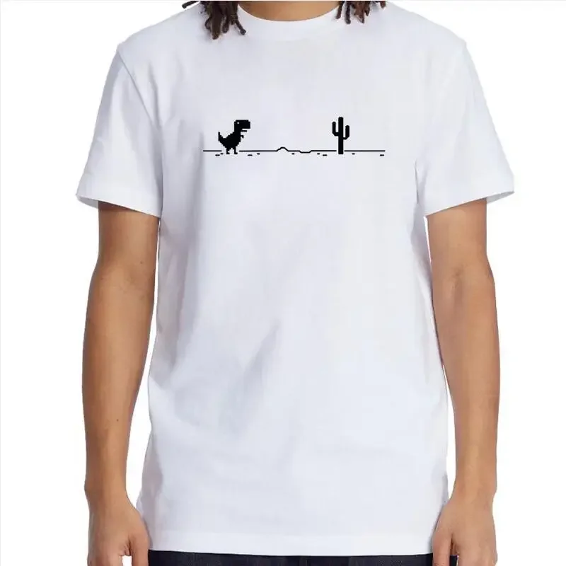 2025 Men's T-shirts Printed Dinosaur Cactus Funny Tops Summer Cotton T-shirt for Men Casual O-Neck Tee Shirts Streetwear Top image 4