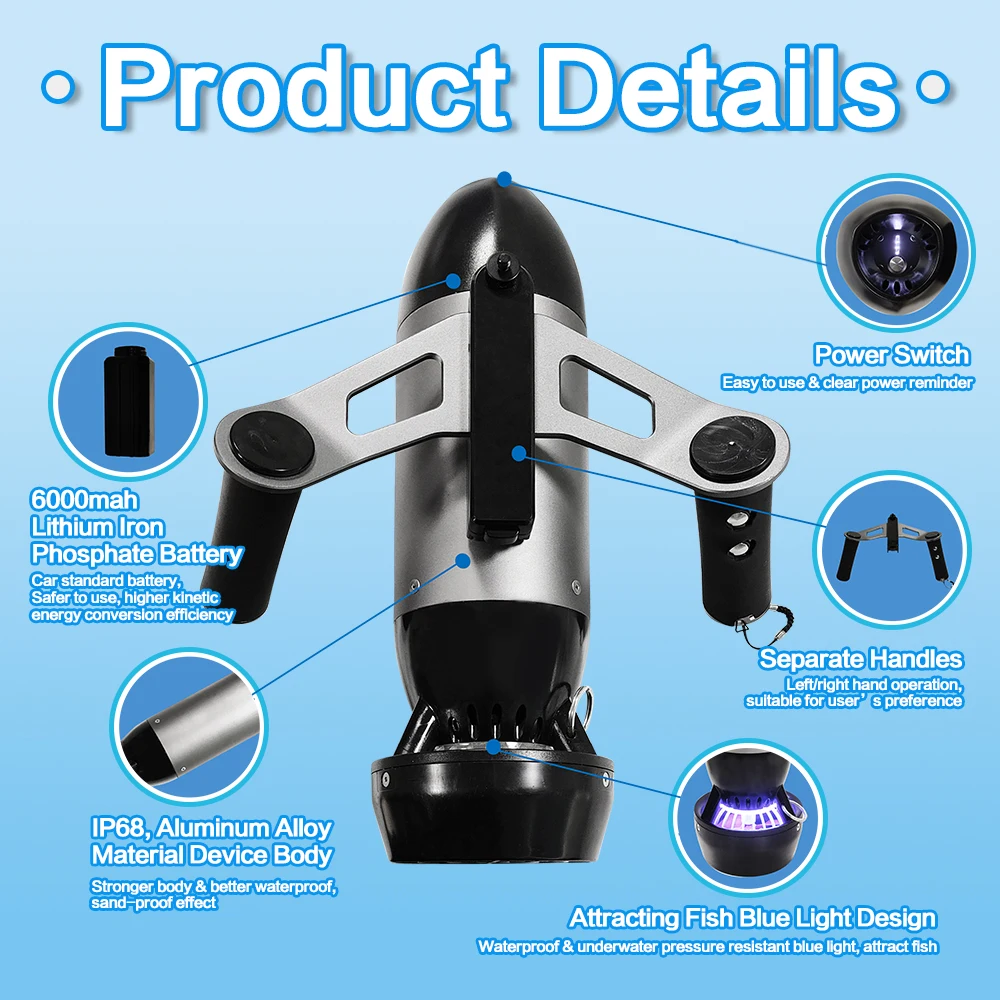 High Speed Electric Under Sea Water Motor Scooter Electric Underwater Propeller Sea Scooter For Diving Snorkeling