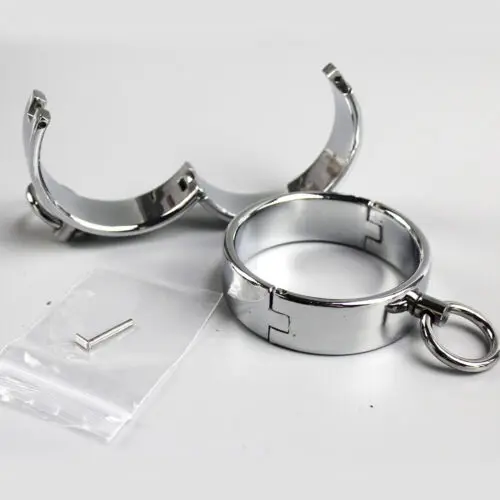 Metal Open Leg Bar Handcuffs & Ankle Cuffs Set-Perfect Neck Collar Bondage Slave Lockable Shackles Restraints Sex Toys Men Women