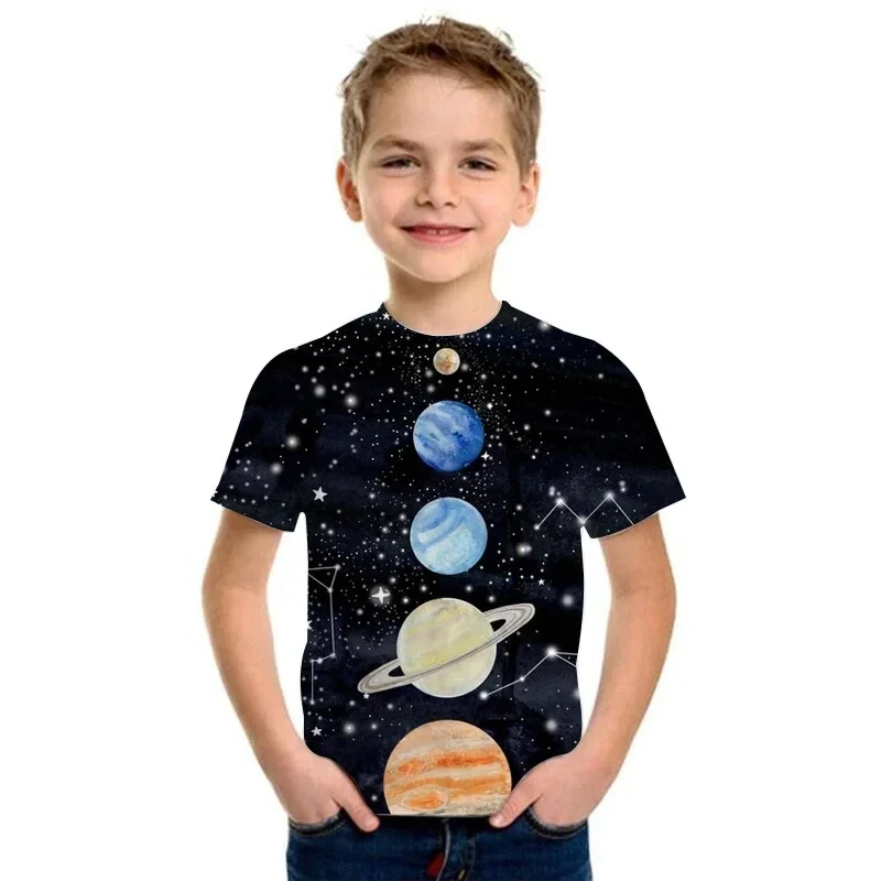 Universe Solar System Kids T-shirt 3D Print Planet Sun Earth Venus Tshirt Casual Harajuku Summer Child Shirt Tops for Boys Girls