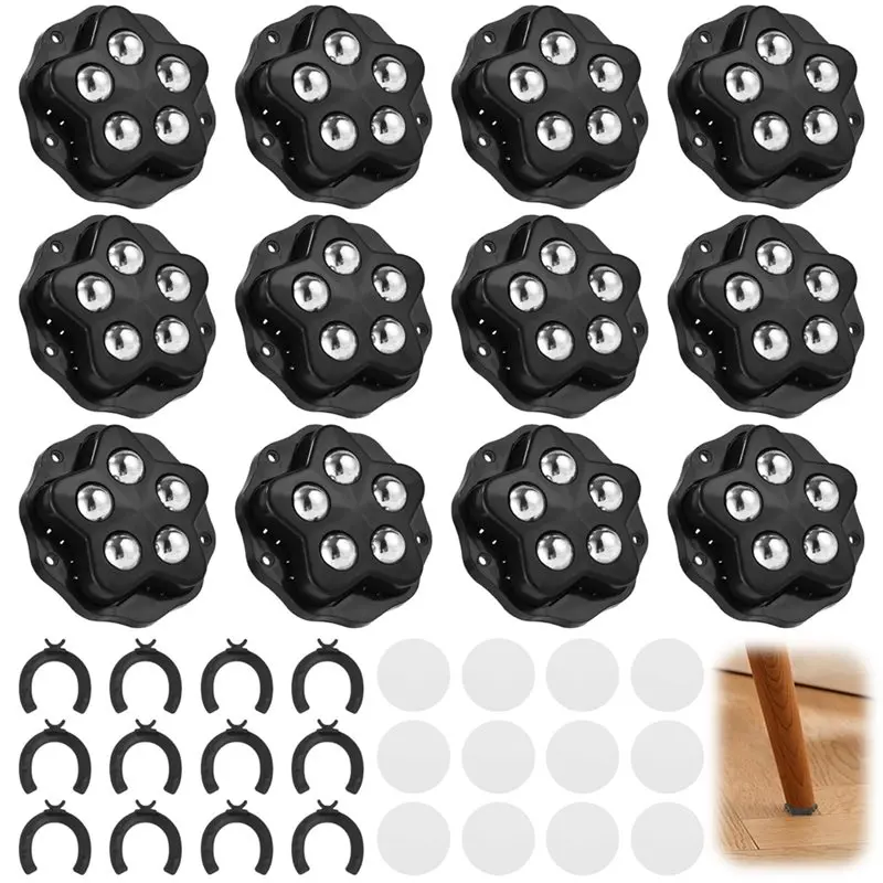 Pack Of 12 Mobile Ball Bearing Furniture Castors Universal Wheel Silent Foot Wheel Base Cart Slide Wheel