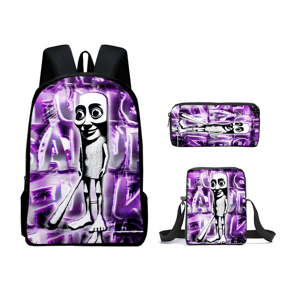 Hip Hop Popolare Nuovo tungtungtung Stampa 3D 3 pezzi / set Borse da scuola per alunni Zaino per laptop Zaino Borsa a tracolla inclinata Astuccio