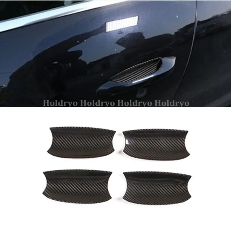 4Pcs Dry Carbon Fiber Outer Door Handle Cover Trim for Porsche Cayenne 2018-20