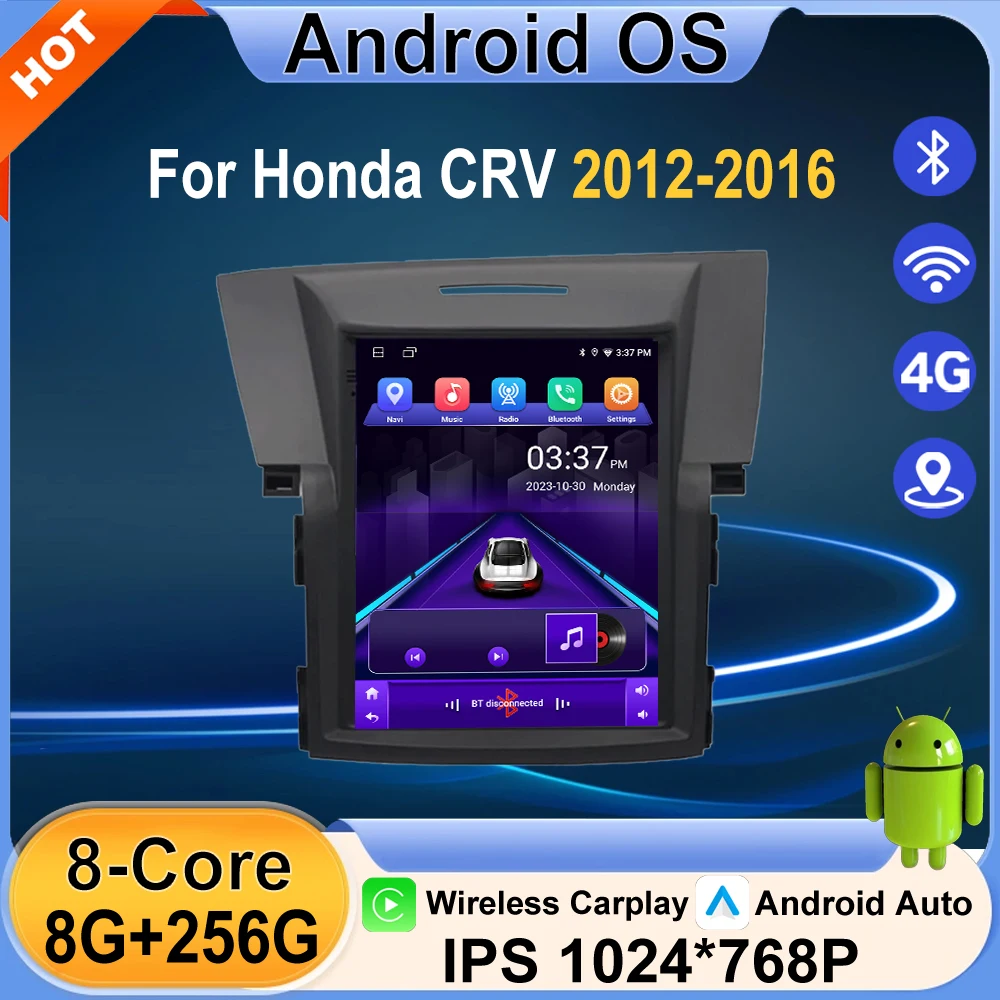 

Автомагнитола Android 16 с беспроводным CarPlay для Honda CRV 2012-2016: мультимедийный видеоплеер, навигация, сенсорный экран