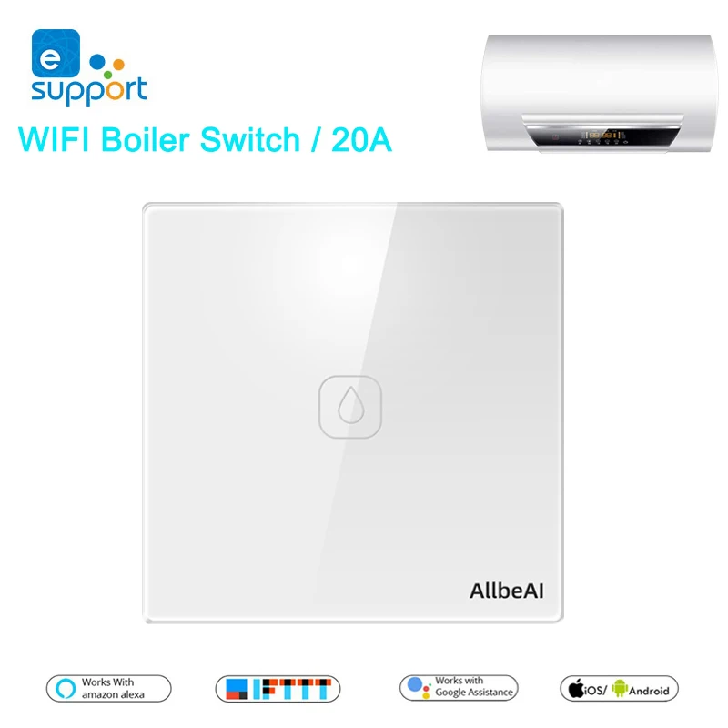 20A EU eWeLink Wifi Zigbee Boiler Smart Switch interruttori scaldabagno, telecomando vocale Touch Panel Timer funziona alexa google