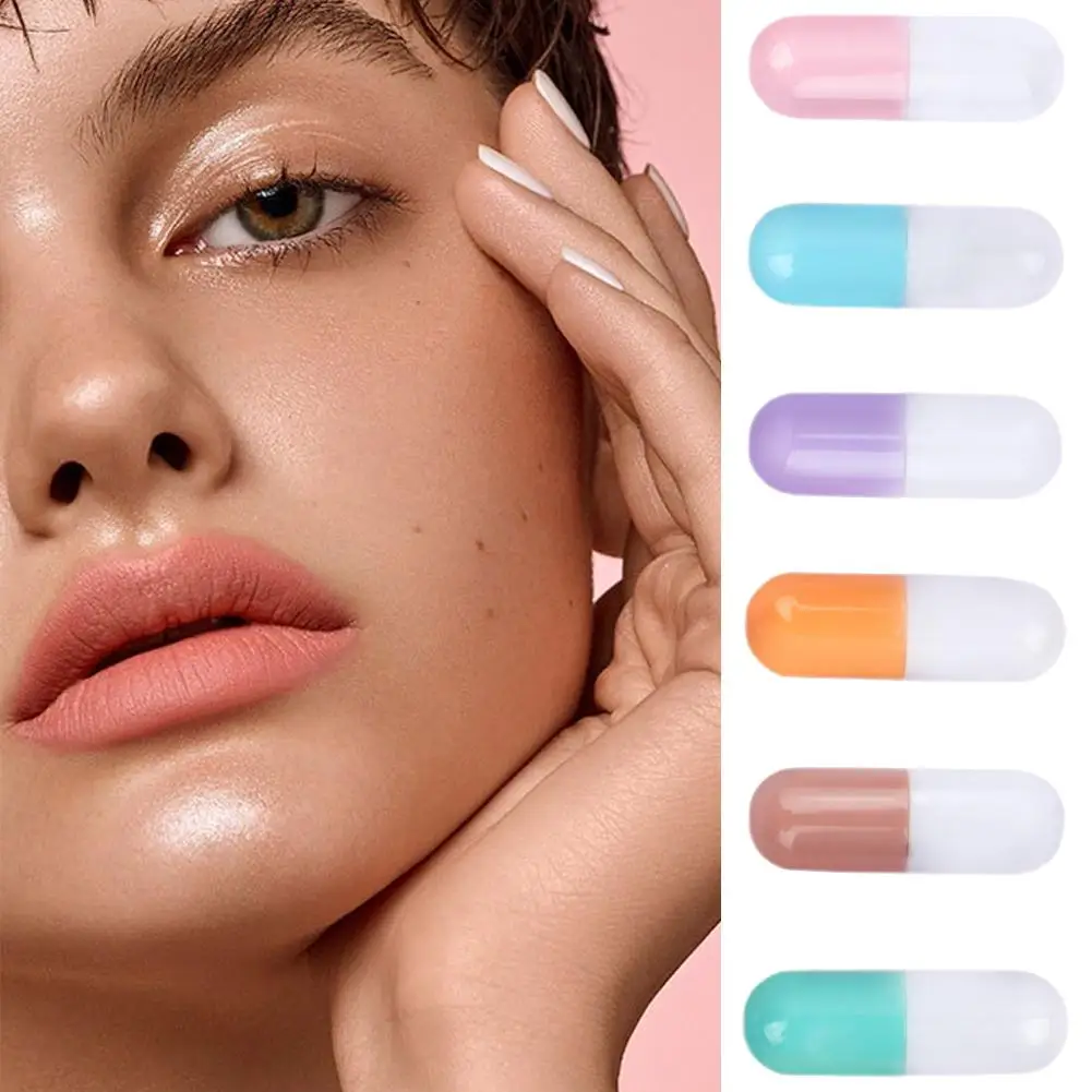 6 comprimidos de batom cápsula colorida, incluindo batom labial à prova d'água brilho brilhante, espumante e de longa duração t5t6