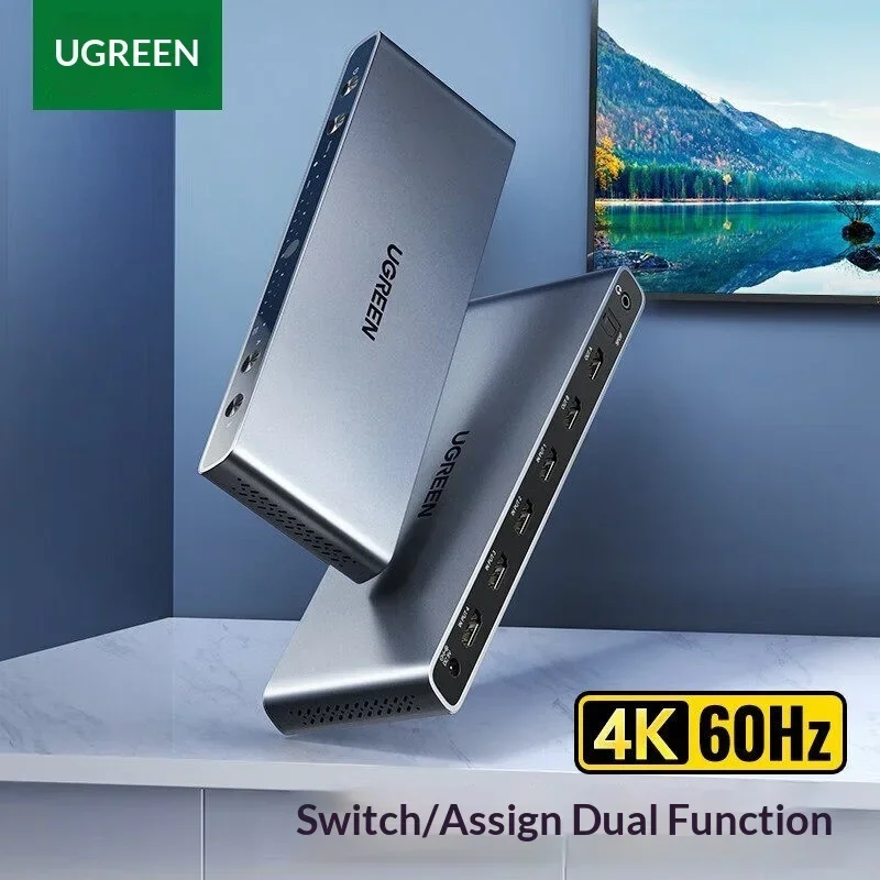 UGREEN 70435 CM288 HDMI 2.0 Matrix Switch 4 In 2 Out 4K 60Hz Video Switcher Splitter for Multiple Displays