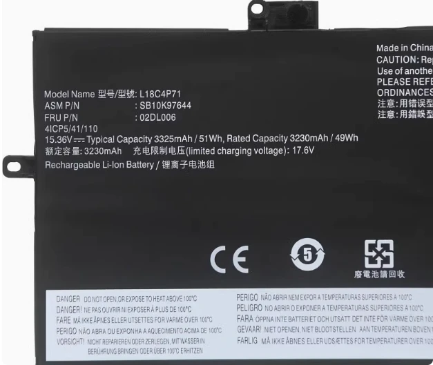 Suitable for Lenovo X1C 2019 Version L18M4P72 02Dl006 L18L4P71 Notebook Battery