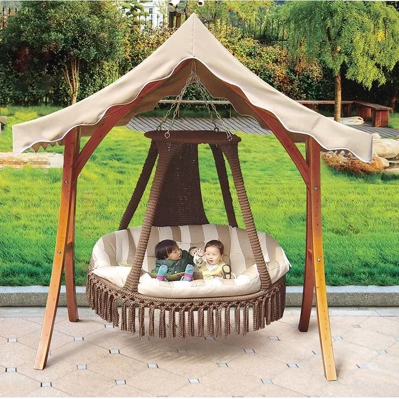 

l Indoor Outdoor Decoration furniture Log Swing Modern Garden Hamock Chair Hanging Wooden Swings
