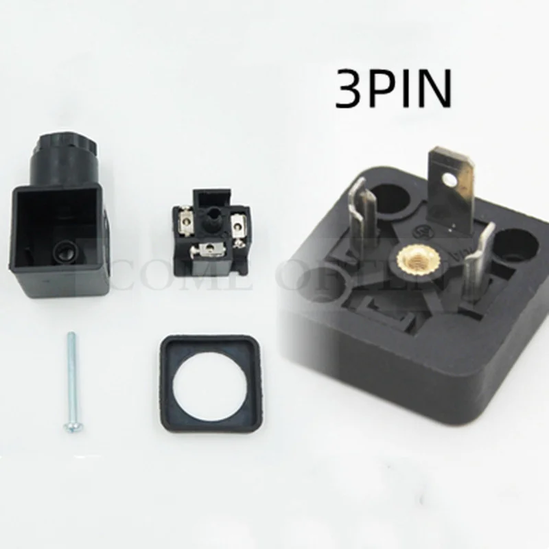 صمام لولبي DIN43650A Solenoid Valve Kits Plug 0200SZ Hydraulic Solenoid Valve Junction Box 4PIN 3PIN Square Plastic Hole Distance الهيدروليك — تفصيل 3
