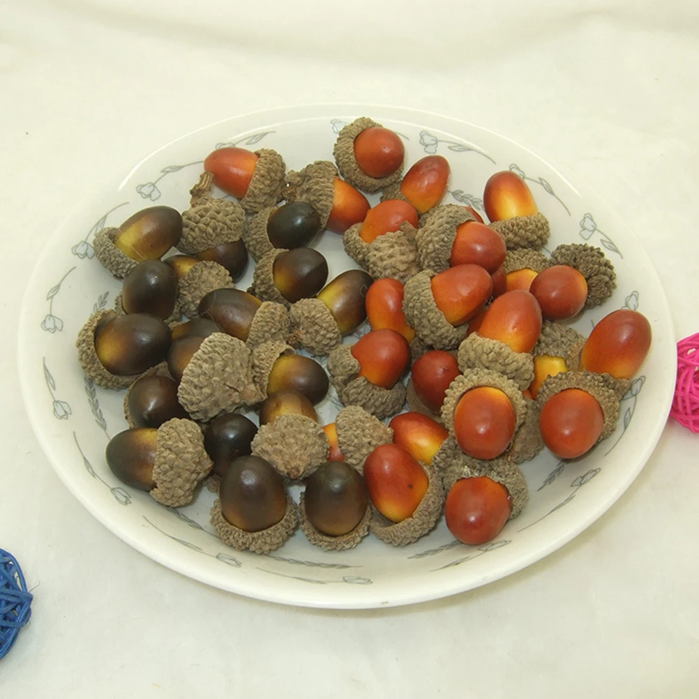 

100 Pcs Artificial Acorns Decoration Miniature Simulated Festive Table Display Kitchen Party Home Garden WeddingFruits