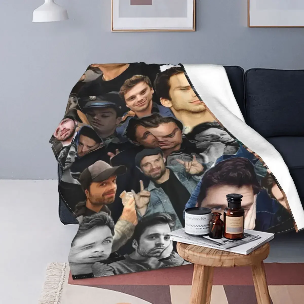 

Теплые пледы в стиле аниме «Себастьян Стэн», для дивана, офиса, кораллового флиса, с плюшевым принтом, тонкое одеяло, домашний текстиль