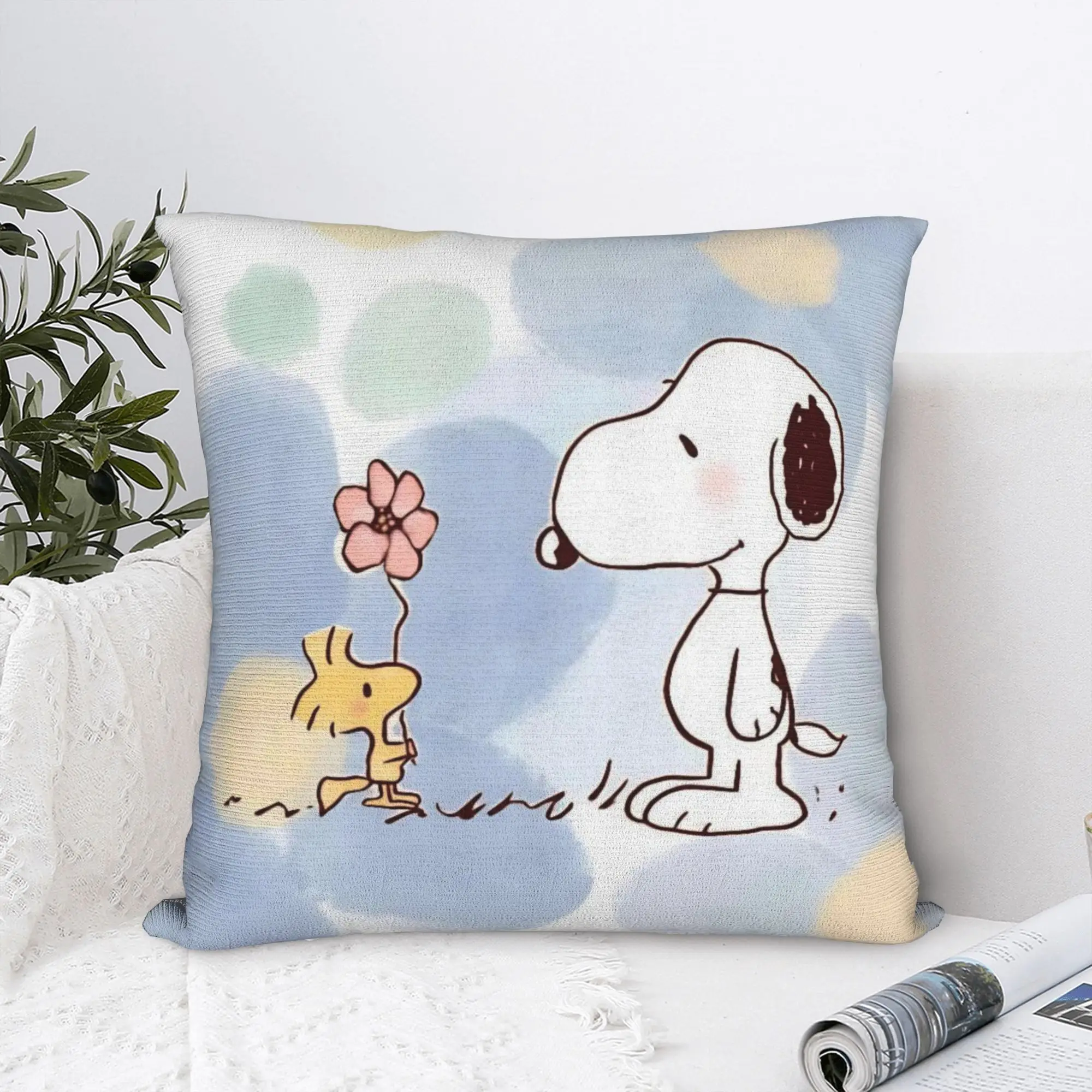 Cartoon Cute S-Snoopys Pillowcase Polyester Cushion Cover Decoration Flower Pillow Case Cover Home Drop Shipping 18'