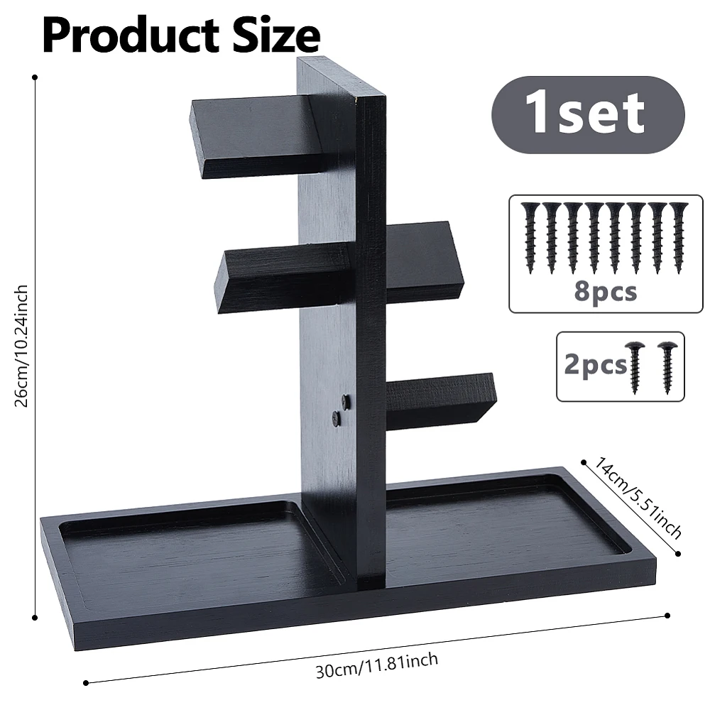 1Set Watch Holder Stand Wooden Watch Display Tower Jewelry Holder Organizer Wood Watches Display Stand with Tray for Men Women