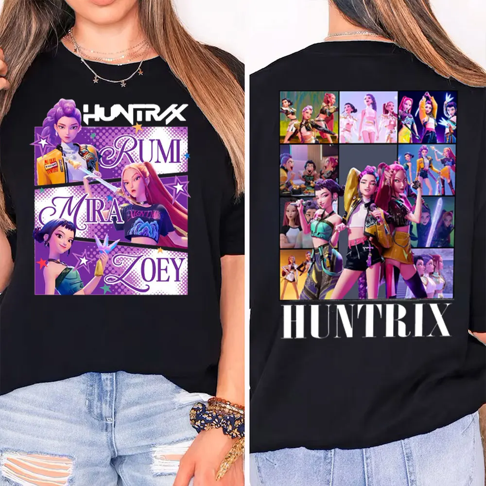 

Huntrix Girls Kpop Demon Hunters Two-sided Shirt Anime Style ShirtFeaturing Rumi Mira Zoey Girl Group Magical Warrior Fan Tops