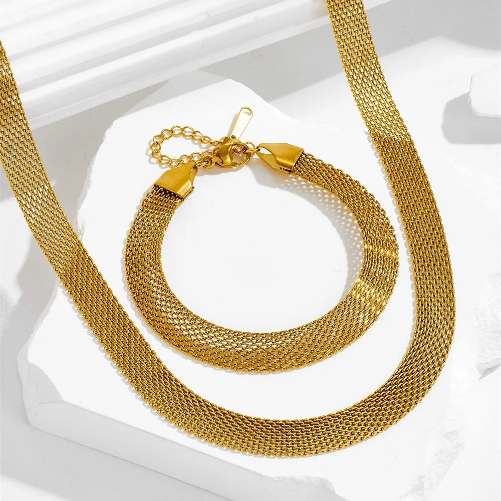 316L Stainless Steel New Fashion Fine Jewelry Minimalist 8MM Charm Snake Bone Reseau Chain Choker Necklaces Bracelets For Women