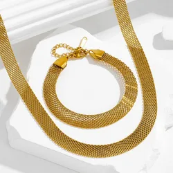 316L Stainless Steel New Fashion Fine Jewelry Minimalist 8MM Charm Snake Bone Reseau Chain Choker Necklaces Bracelets For Women