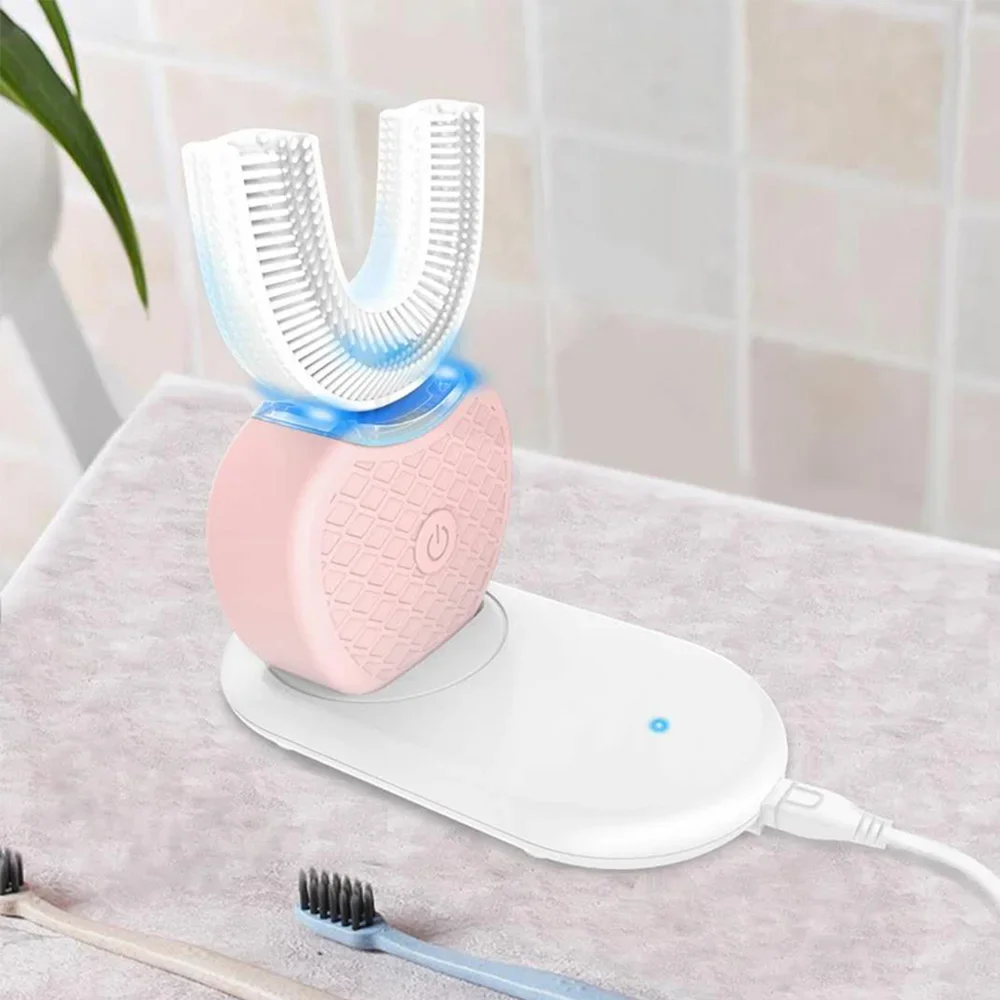 360 องศาแปรงสีฟันไฟฟ้าอัตโนมัติ Sonic ทันตกรรม USB ชาร์จซิลิโคนหัวแปรง Oral Care ยาสีฟันสูตรเกลือผสมฟลูออไรด์ผสานพลังสมุนไพรฟันขาวสะอาดลดกลิ่นปากสมาร์ท U Type