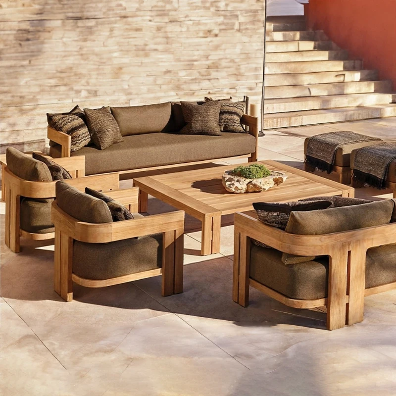 

Teak Wood Garden Sofa Set Teak Wood Outdoor Furniture Paito Sofa and Coffee Table Set