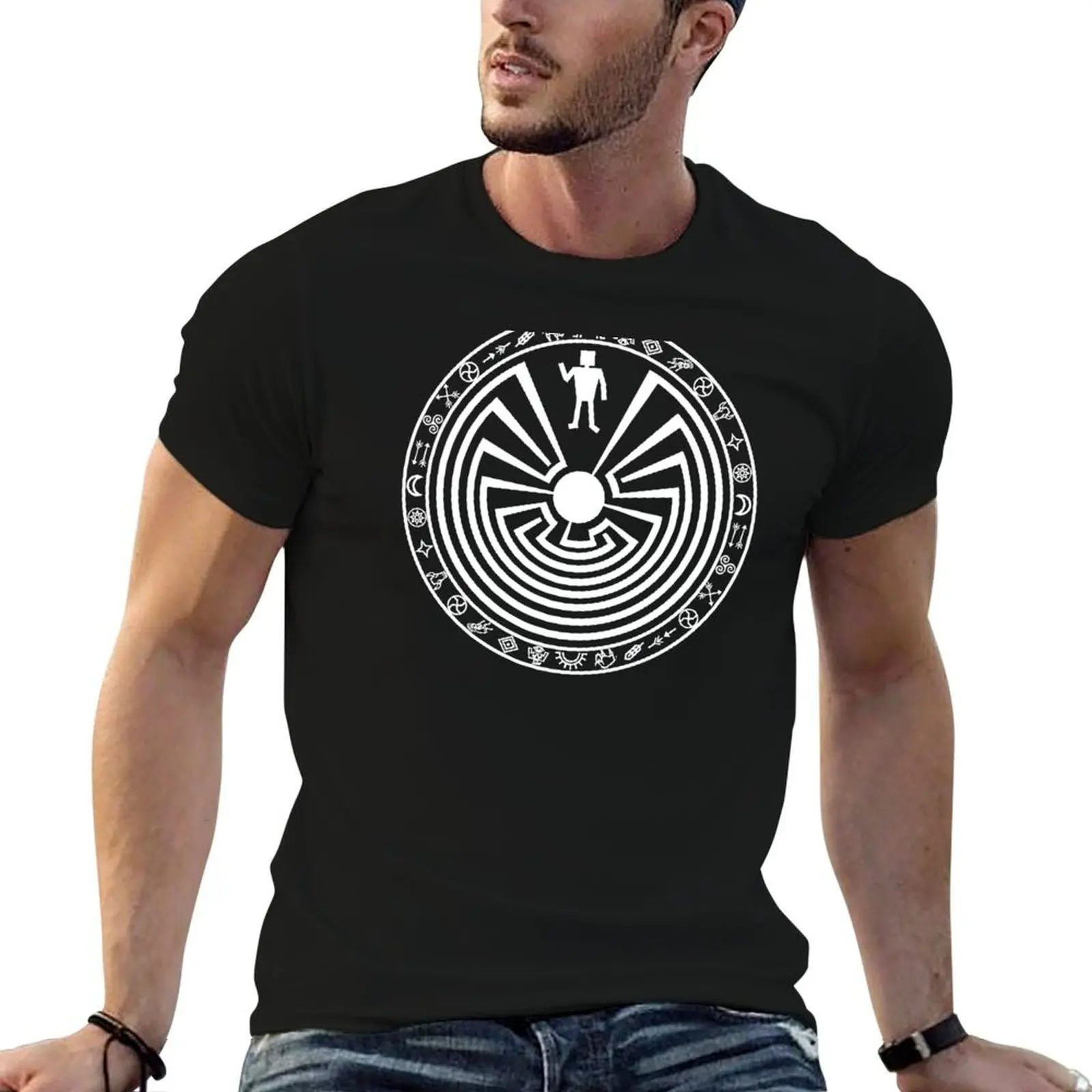 

Man in the Maze [white] T-Shirt anime t shirts oversize cotton tshirt 100% man t shirts cotton T-shirt