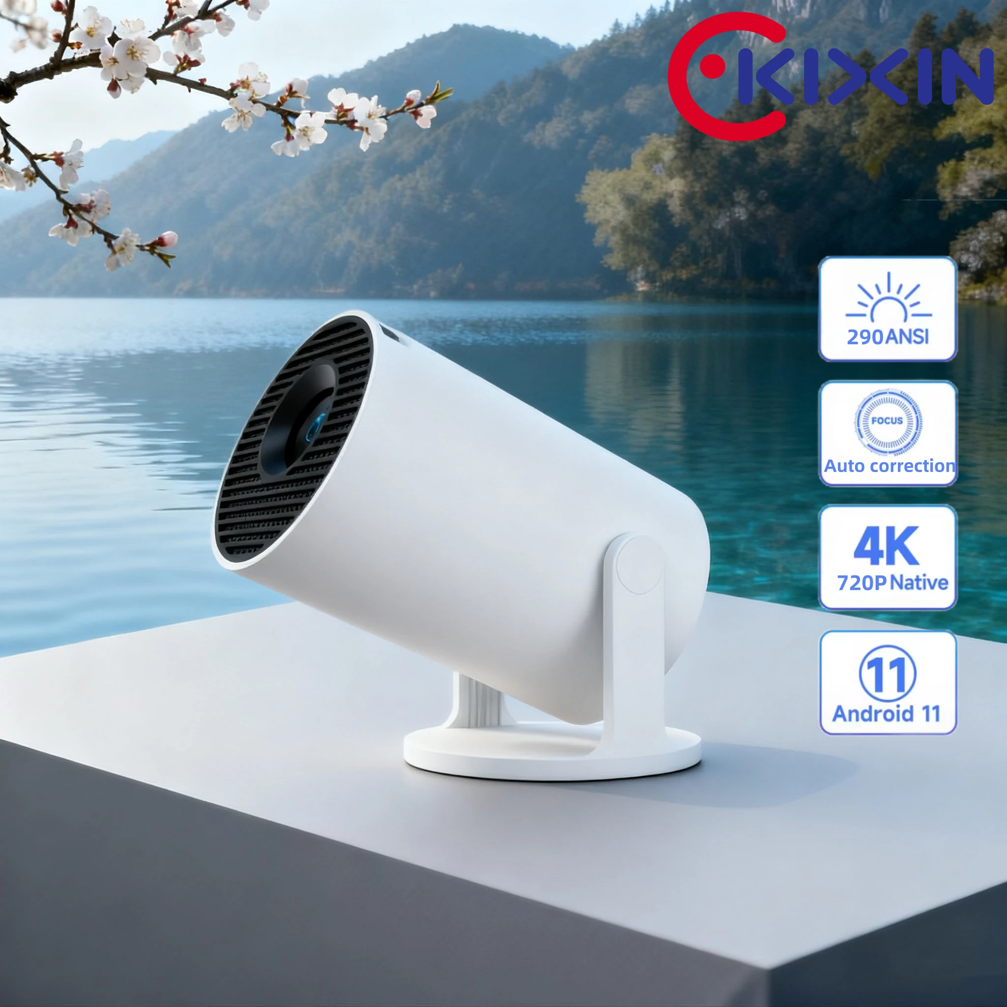 

Kixin HY300 Pro+ Mini Projector 4K Built-in Speaker 1280*720P Android 11 290Ansi Wifi6 BT5.4 Outdoor Projector Portable 4K