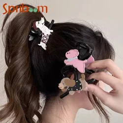 Cartoon Dog Hair Clips for Woman Funny Shark Clip Korean Fashion Hair Accessories Small Black Claw Clip Plastic Headdress