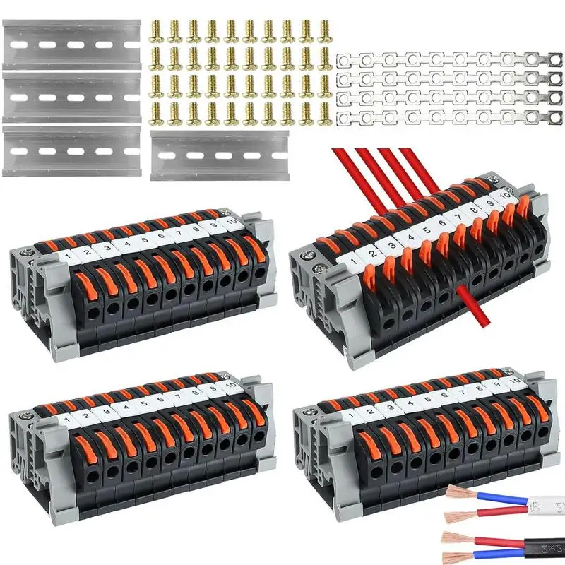 Rail Terminal Blocks Wire Wiring Connector 40Pcs Terminal Blocks DIY Splicing Wire Connectors Compact Connectors For Circuit