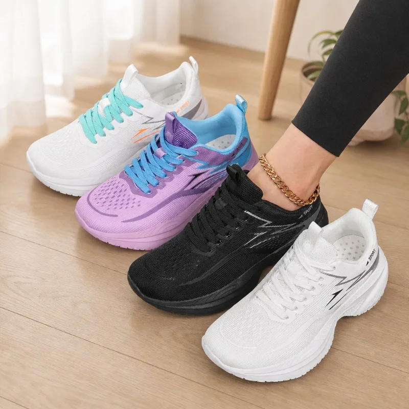 Women Wide Toe Running Shoes Jog Training Competition Sneakers Anti Slip Unisex Cushioned Breathable Mesh Outdoor Trail Footwear
