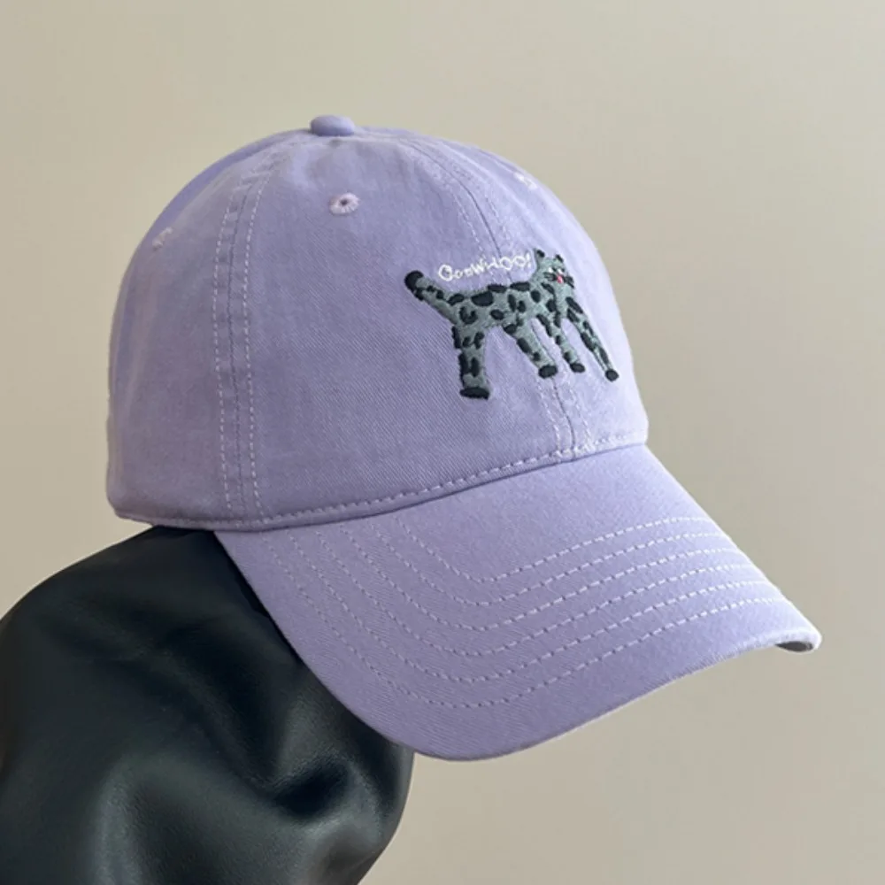Embroidered Embroidery Baseball Cap Retro Peaked Cap Letter Baseball Hat Cotton Spotted Cat Sun Hat Spring Summer